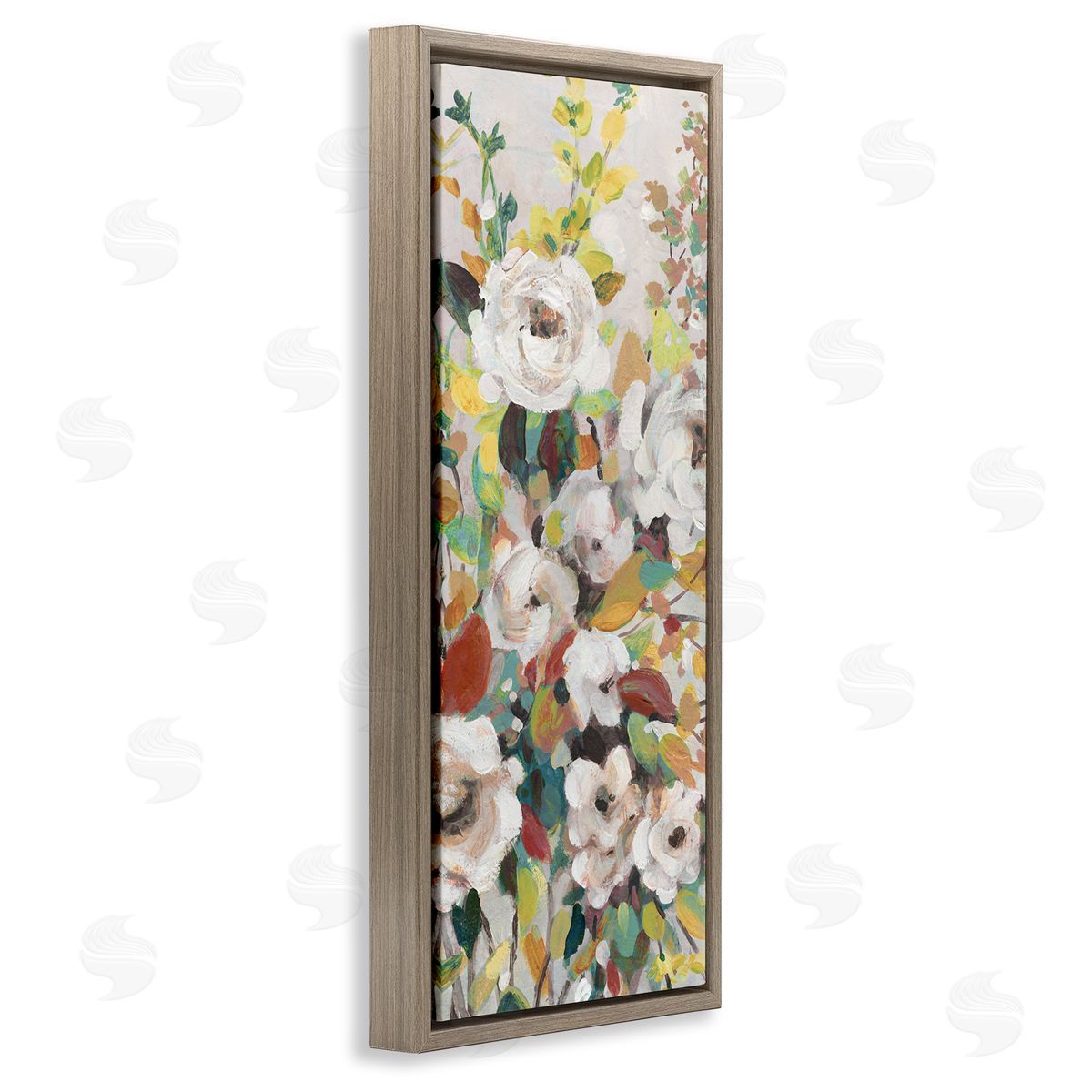Blooming Roses Array Brown Floating Frame Canvas Wall Art, Home Decor by Carol Robinson