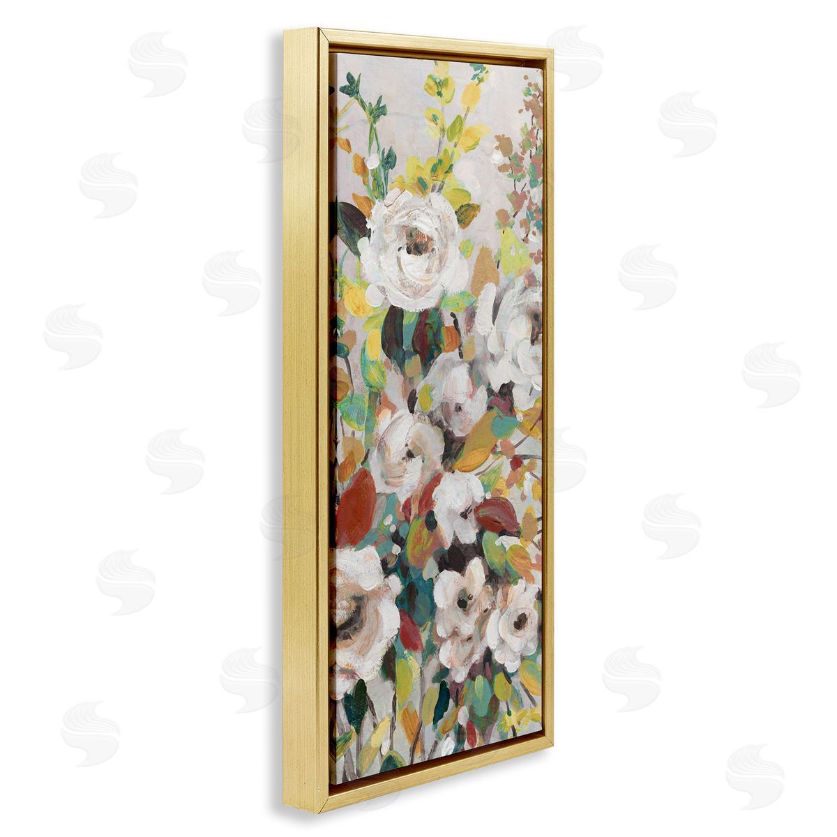 Blooming Roses Array Gold Floating Frame Canvas Wall Art, Home Decor by Carol Robinson