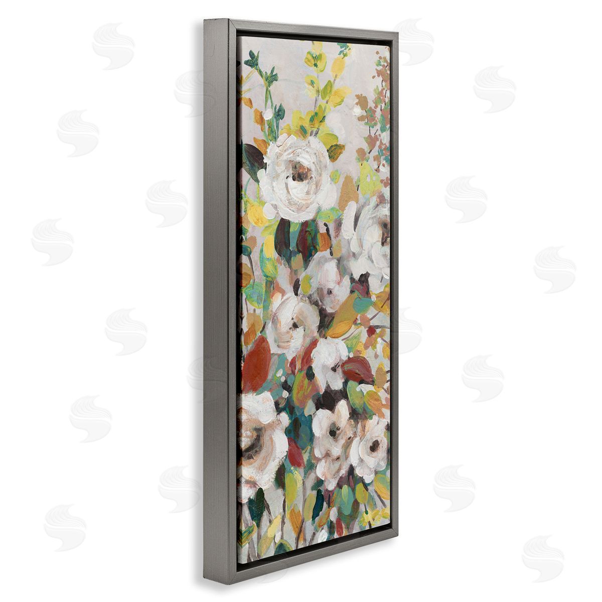 Blooming Roses Array Grey Floating Frame Canvas Wall Art, Home Decor by Carol Robinson