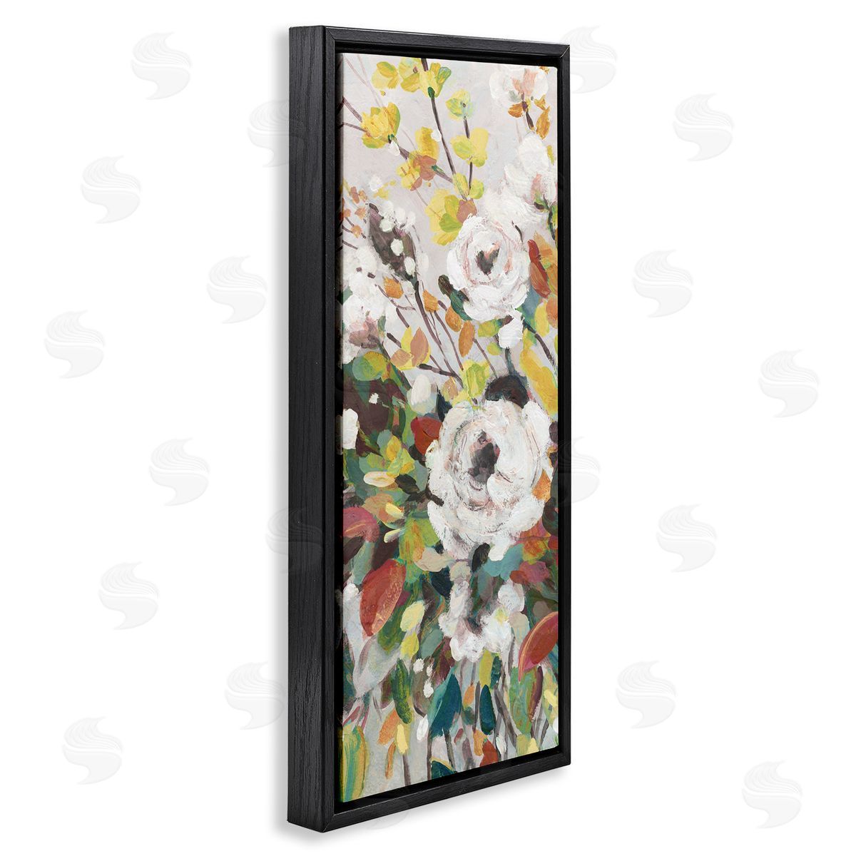 Mixed Flowers Array Black Floating Frame Canvas Wall Art, Home Decor by Carol Robinson