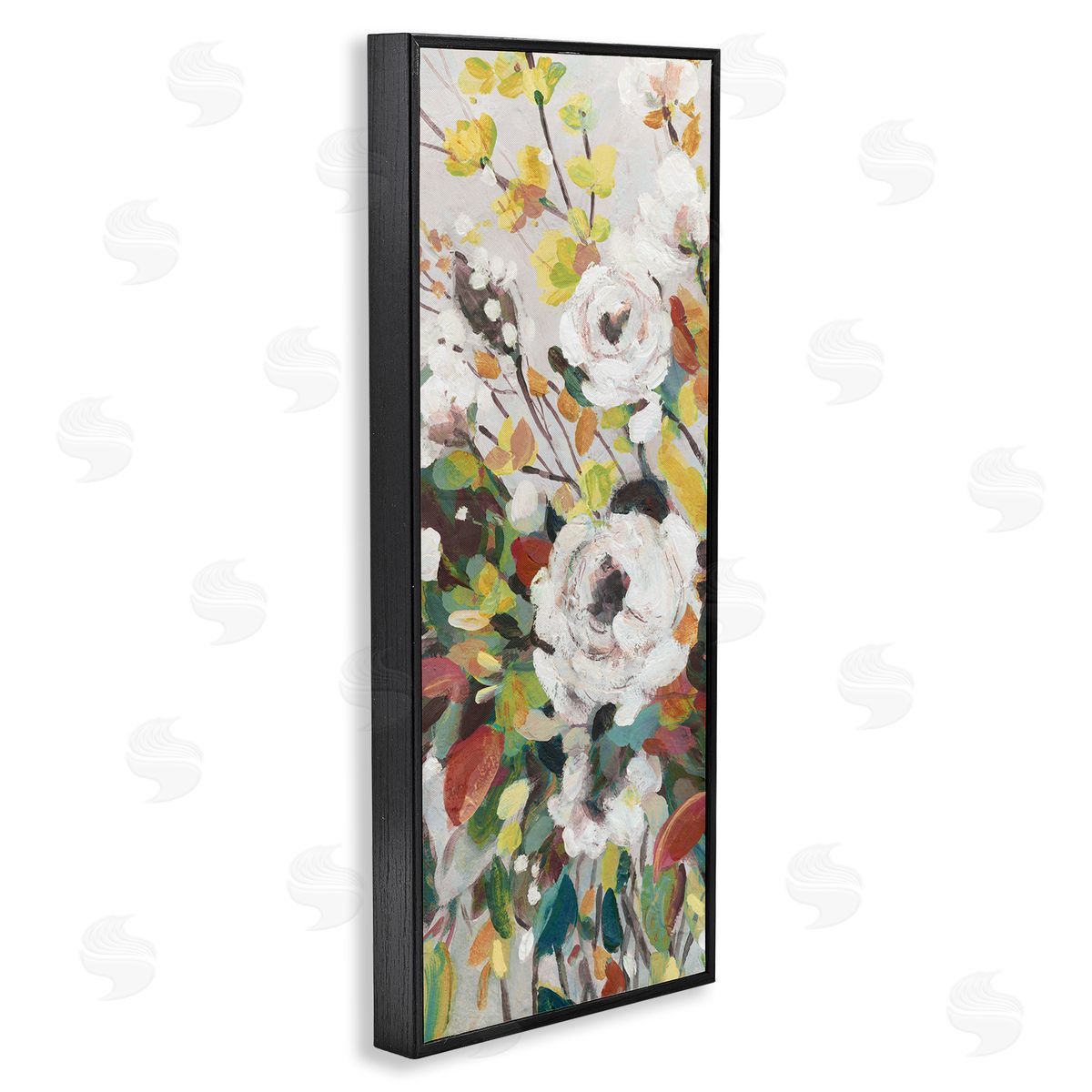 Mixed Flowers Array Black Frame Print Wall Art, Home Decor by Carol Robinson