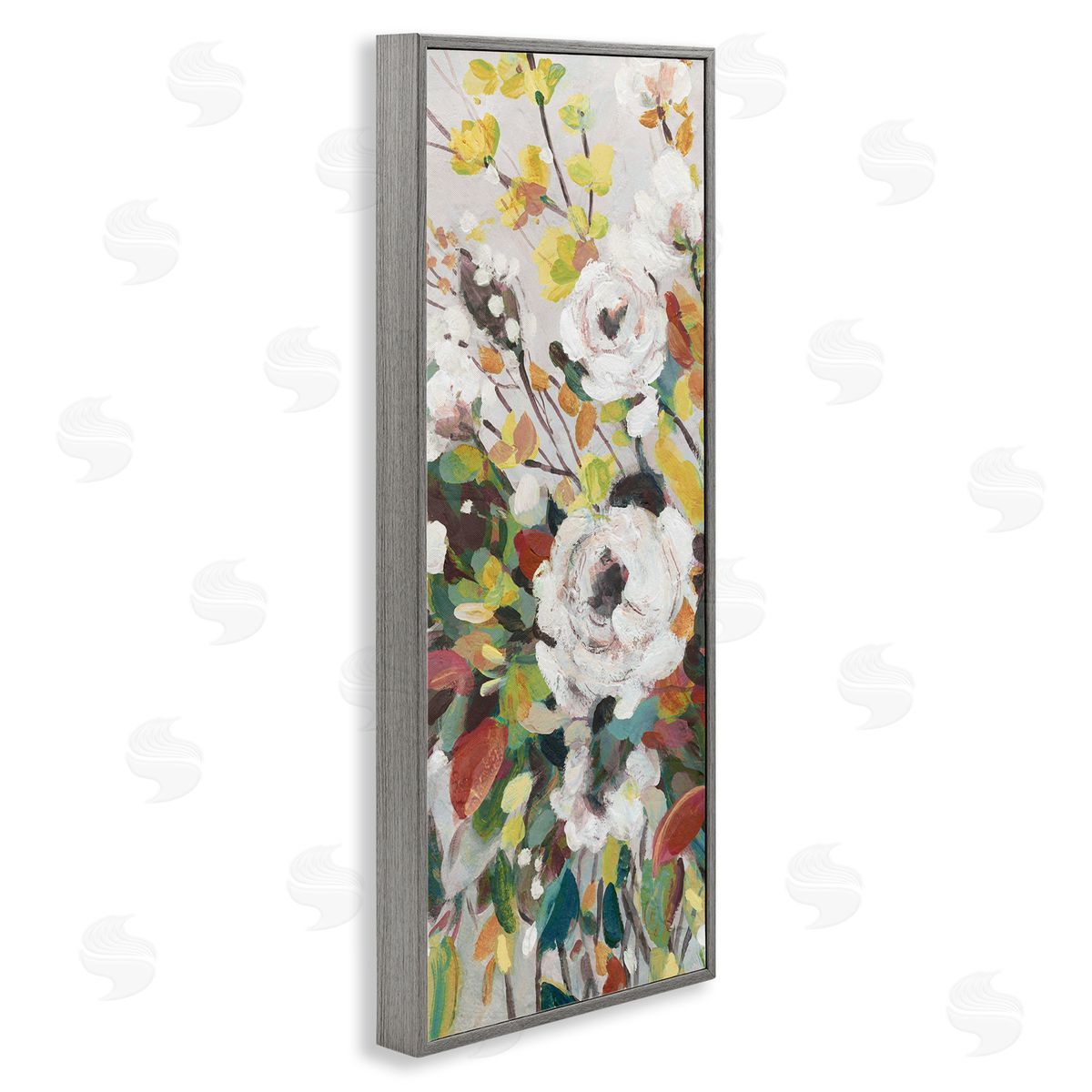 Mixed Flowers Array Grey Frame Print Wall Art, Home Decor by Carol Robinson
