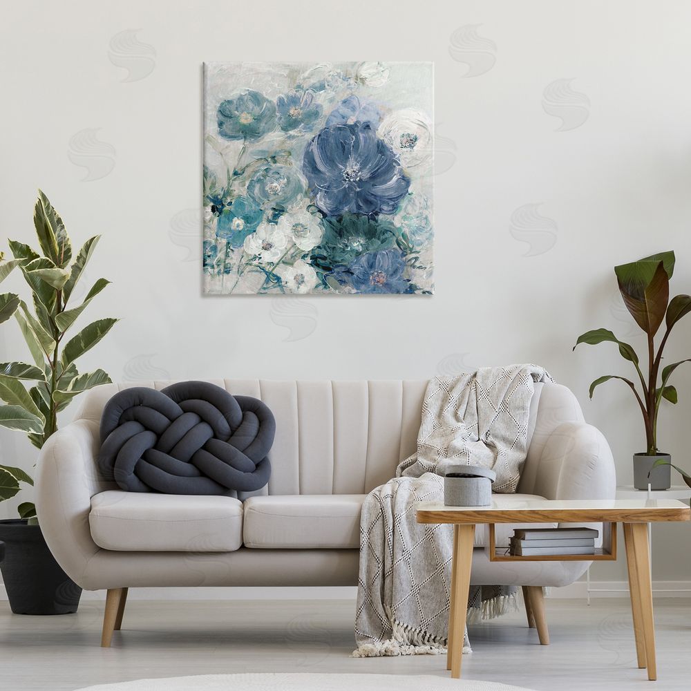 Sally Swatland Painterly Brushed Flowers Canvas Wall Art Print in Room
