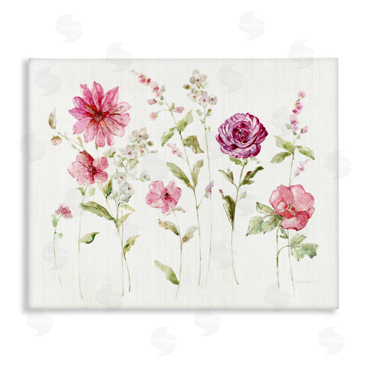 Blooming Rose Sprigs Canvas Wall Art, Home Decor by Sally Swatland