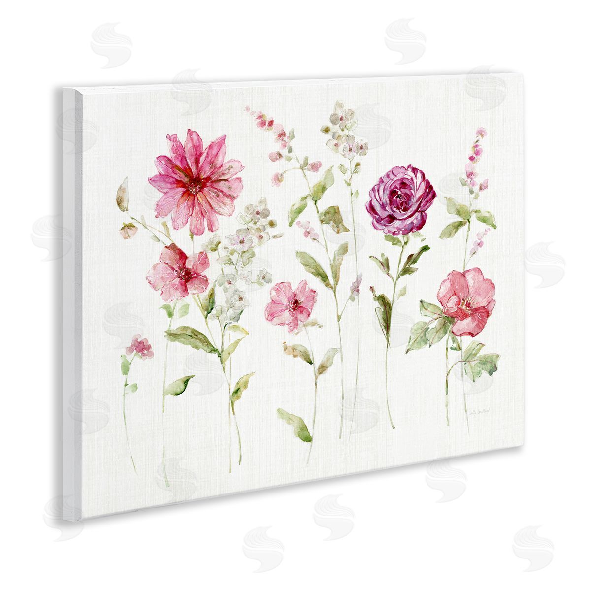 Blooming Rose Sprigs Wood Plaque Wall Art, Home Decor by Sally Swatland