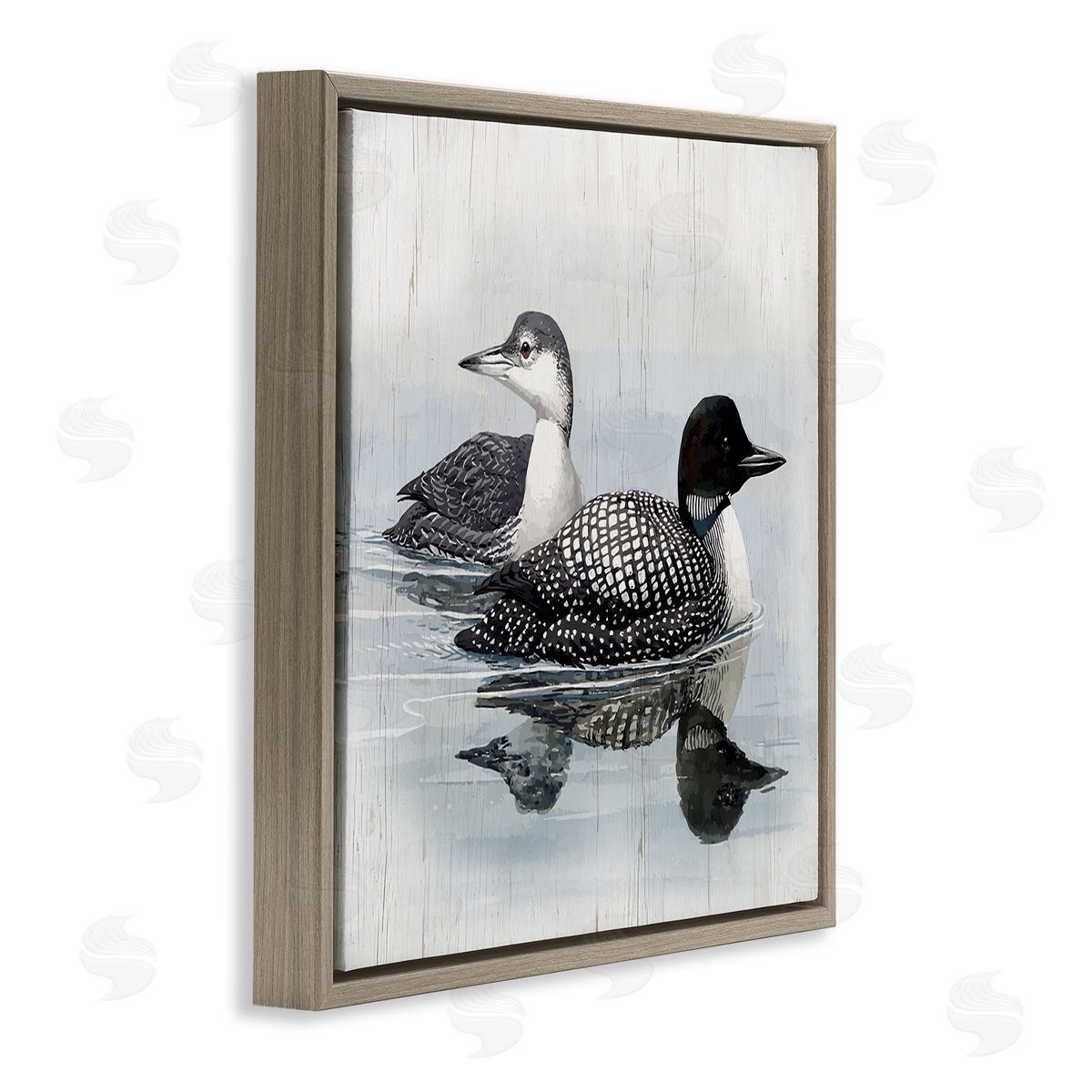 Susan Jill Traditional Loons Wading Brown Floating Frame Canvas Wall Art Print