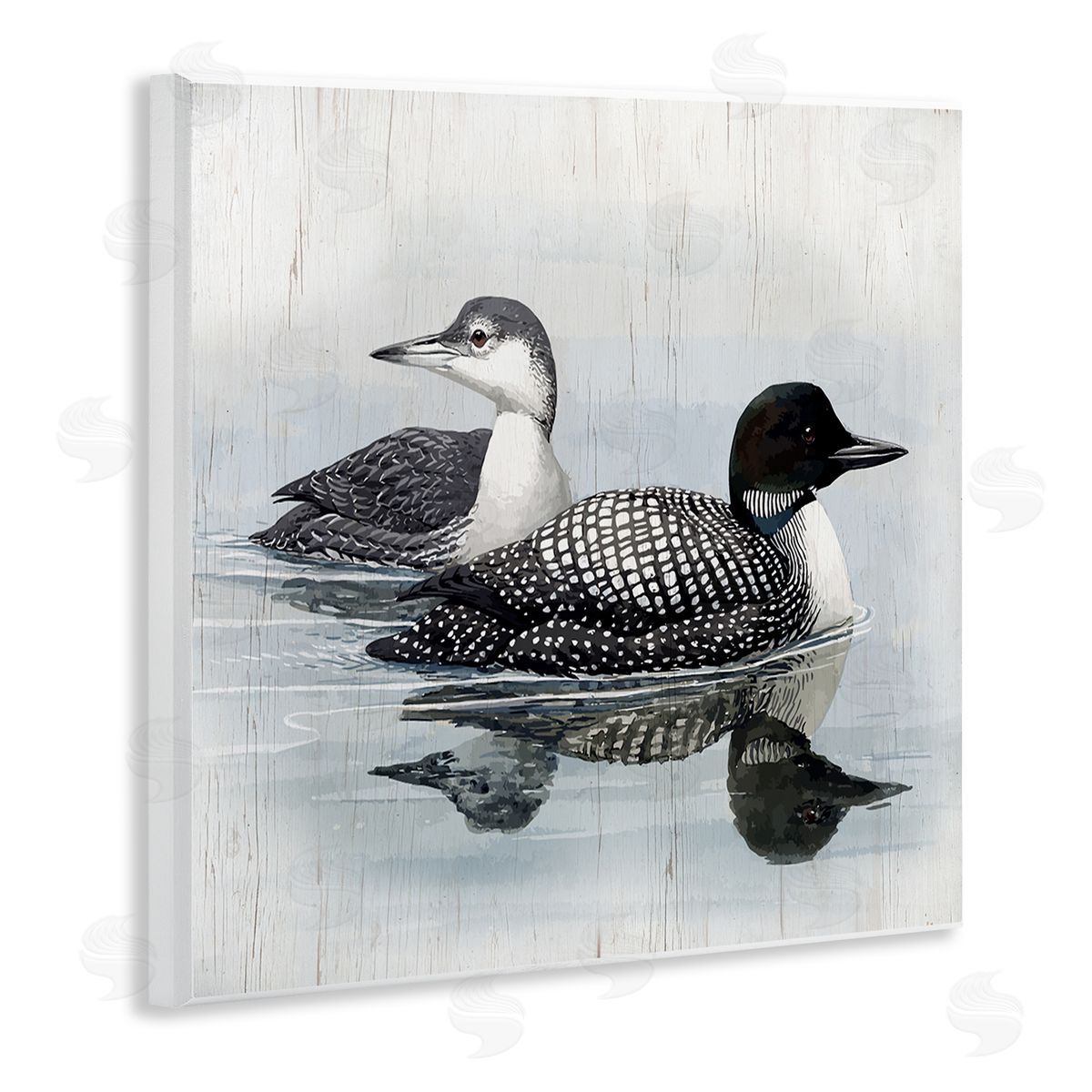Susan Jill Traditional Loons Wading Wooden Wall Plaque Art Print