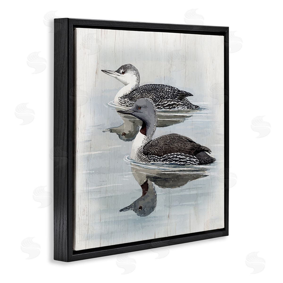 Susan Jill Twin Loons in Water Black Floating Frame Canvas Wall Art Print