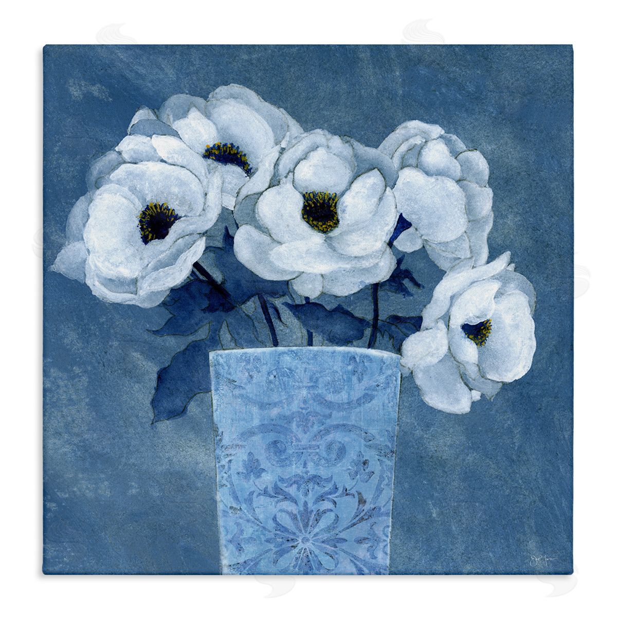 Janet Tava Ornate Vase Flowers Canvas Wall Art Print