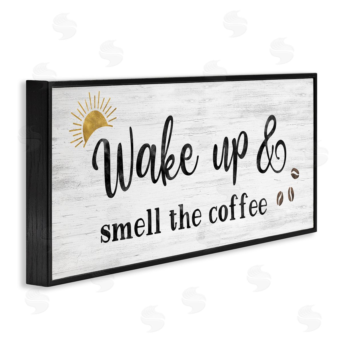 Wake up Smell Coffee Black Frame Print Wall Art, Home Decor by Natalie Carpentieri