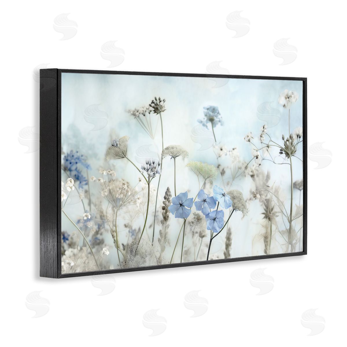 Blooming Subtle Wildflowers Black Frame Print Wall Art, Home Decor by Irene Weisz