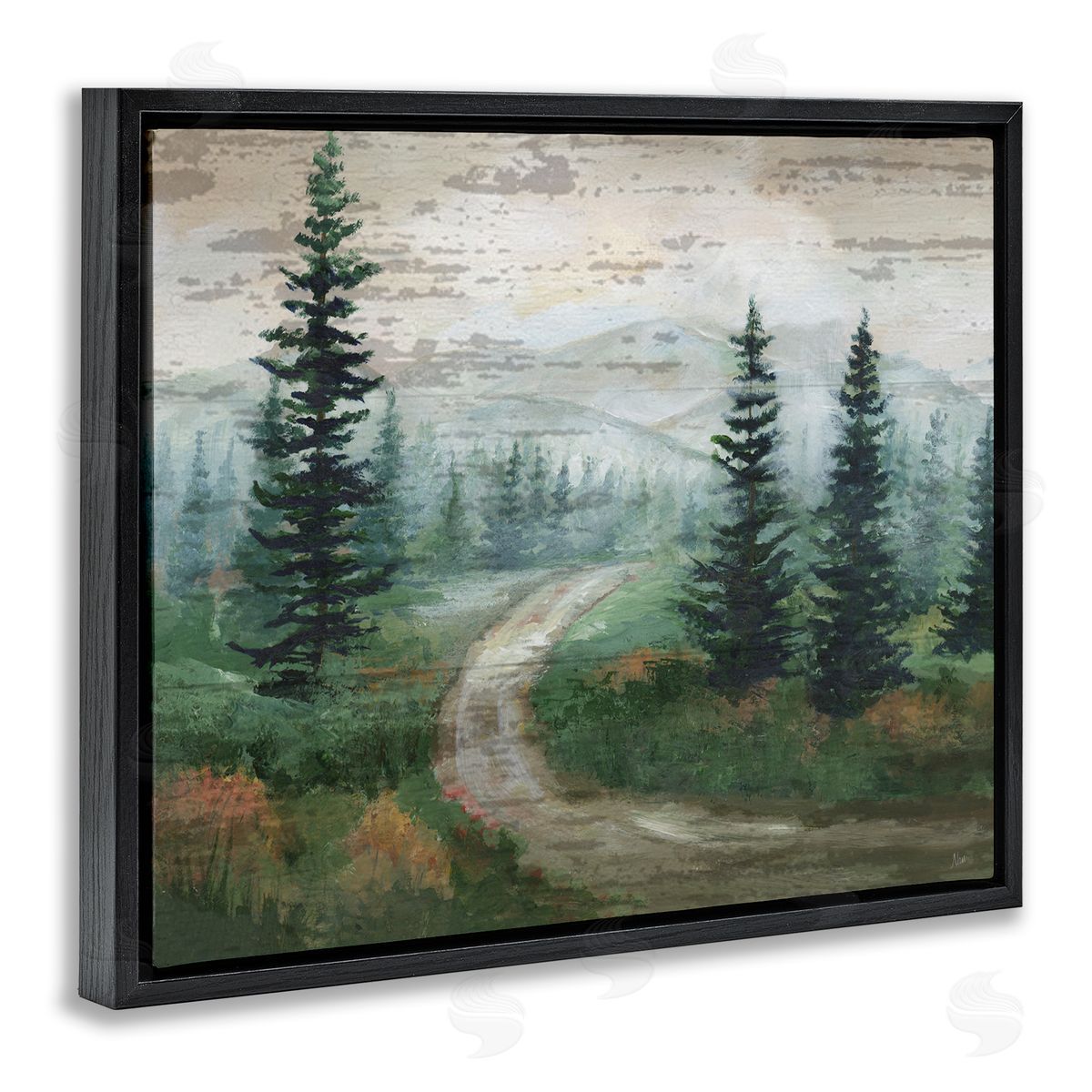 Nan Path Through Wilderness Black Floating Frame Canvas Wall Art Print