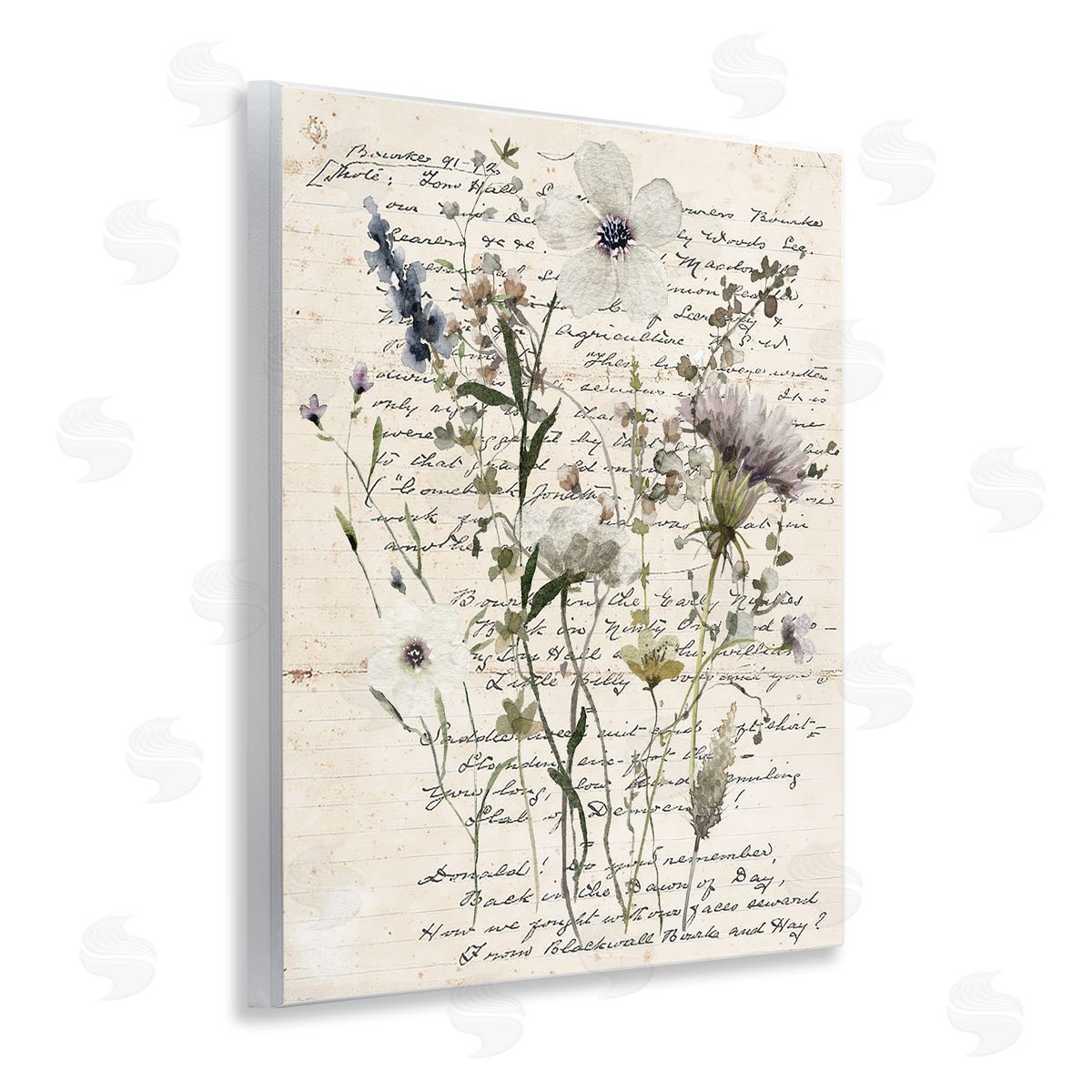 Pressed Flowers on Page Wood Plaque Wall Art, Home Decor by Carol Robinson