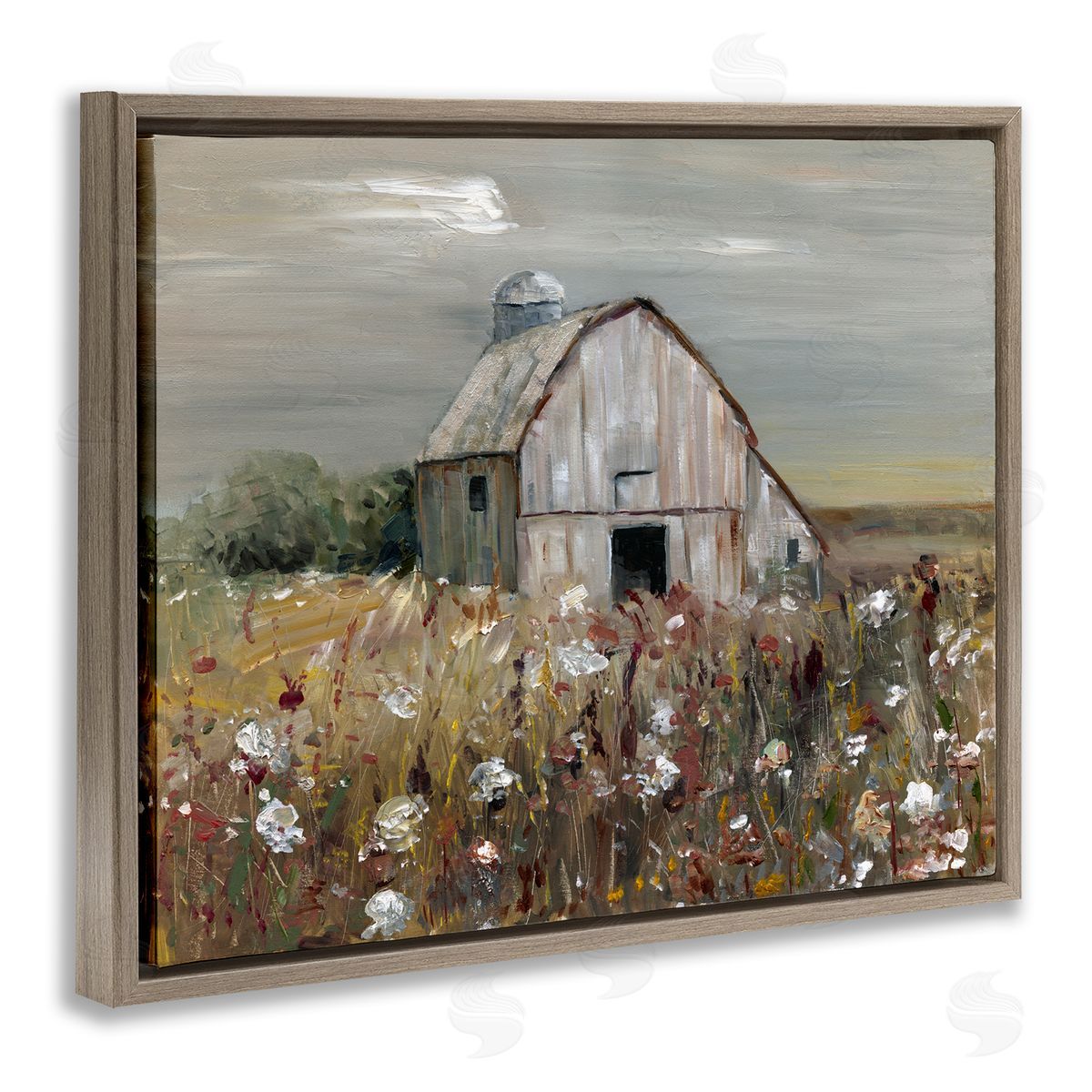 Sally Swatland Natural Farm Landscape Brown Floating Frame Canvas Wall Art Print