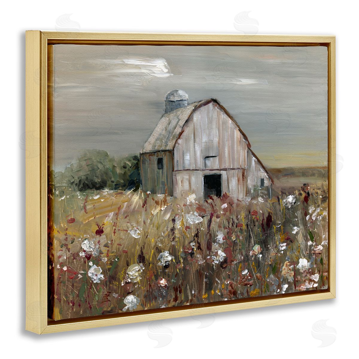 Sally Swatland Natural Farm Landscape Gold Floating Frame Canvas Wall Art Print