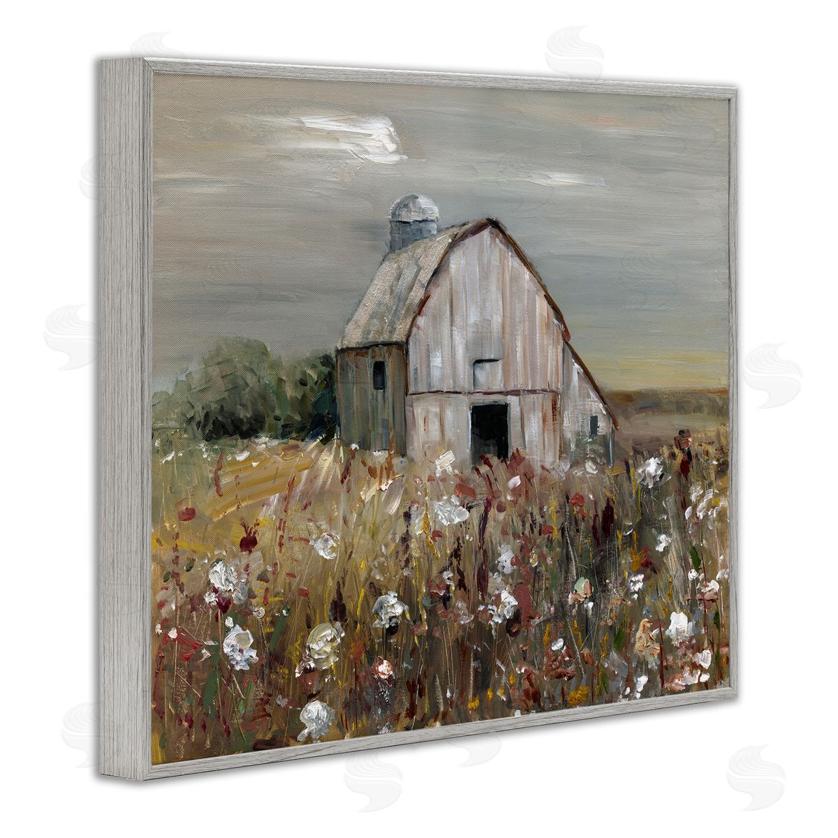 Sally Swatland Natural Farm Landscape Gray Framed Giclee Wall Art Print
