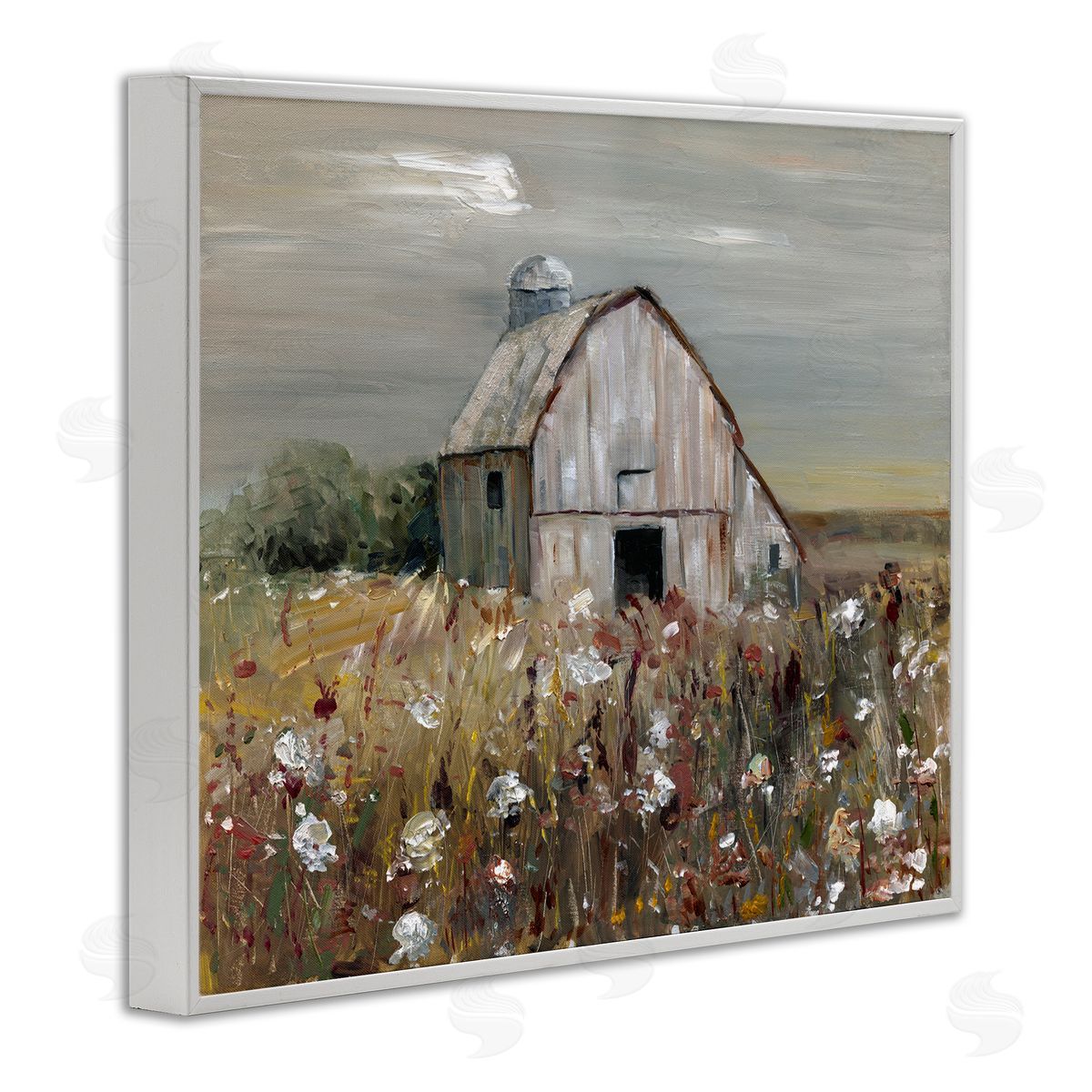 Sally Swatland Natural Farm Landscape White Framed Giclee Wall Art Print
