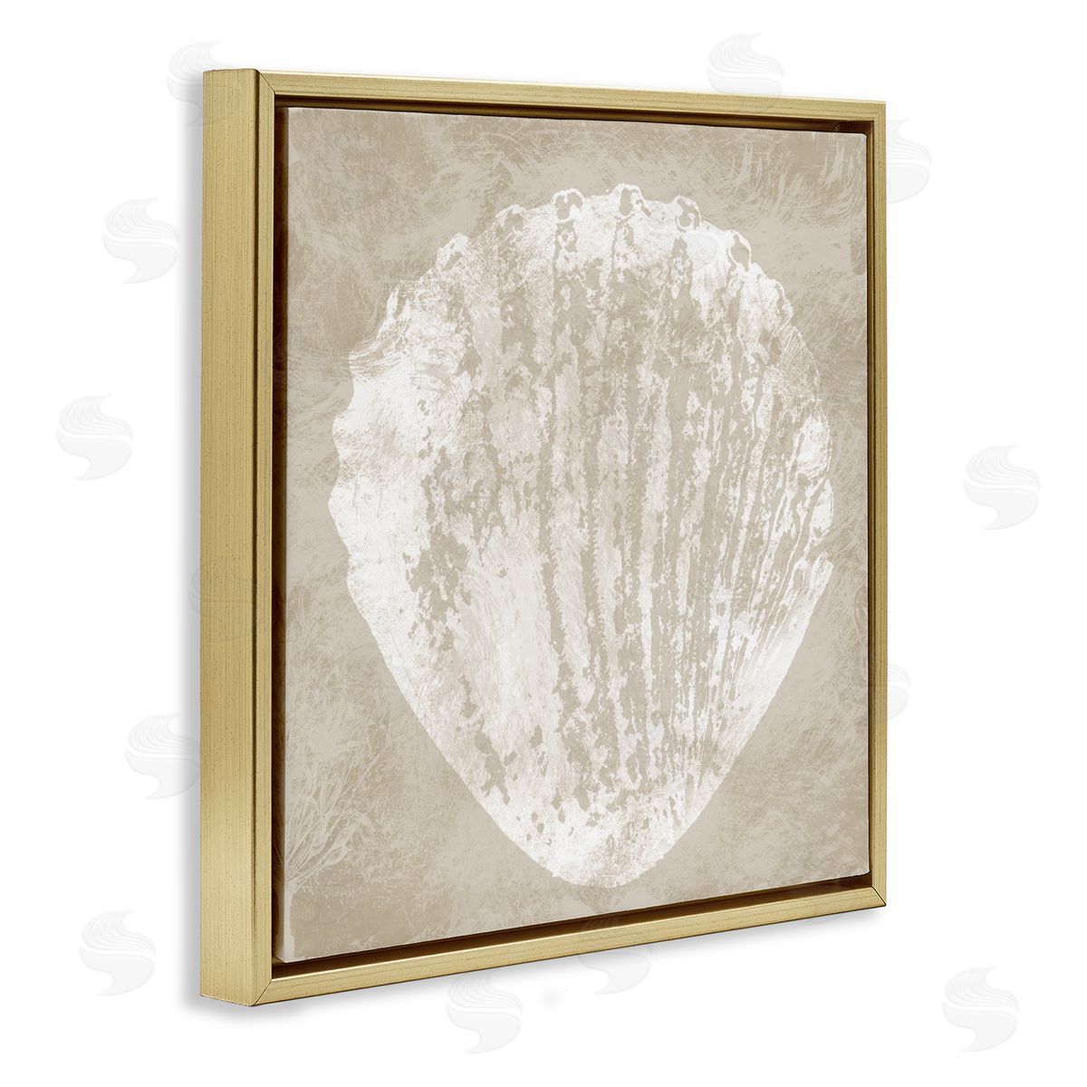 Carol Robinson Rustic Distressed Seashell Gold Floating Frame Canvas Wall Art Print