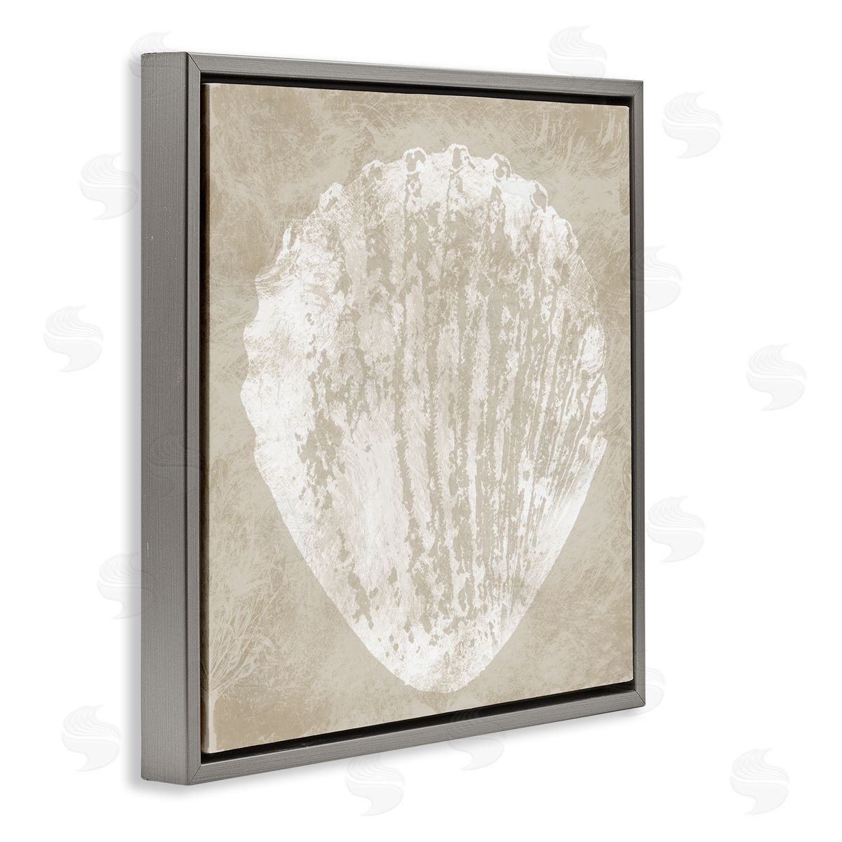 Carol Robinson Rustic Distressed Seashell Gray Floating Frame Canvas Wall Art Print