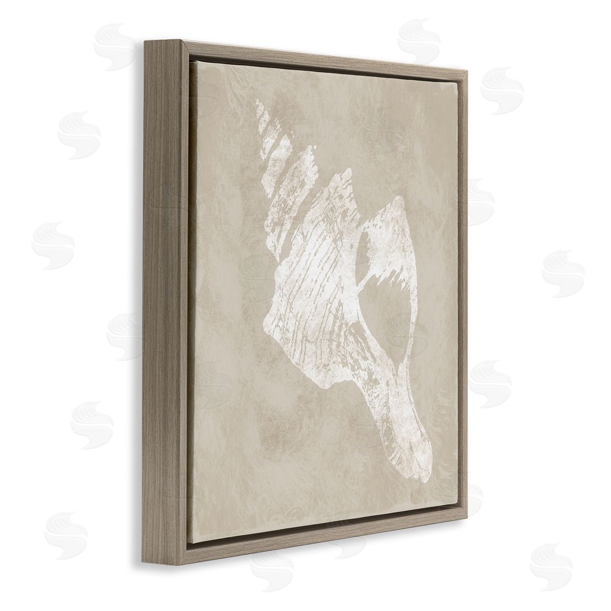 Carol Robinson Rustic Distressed Conch Brown Floating Frame Canvas Wall Art Print