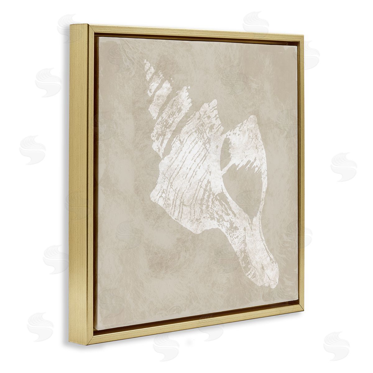 Carol Robinson Rustic Distressed Conch Gold Floating Frame Canvas Wall Art Print