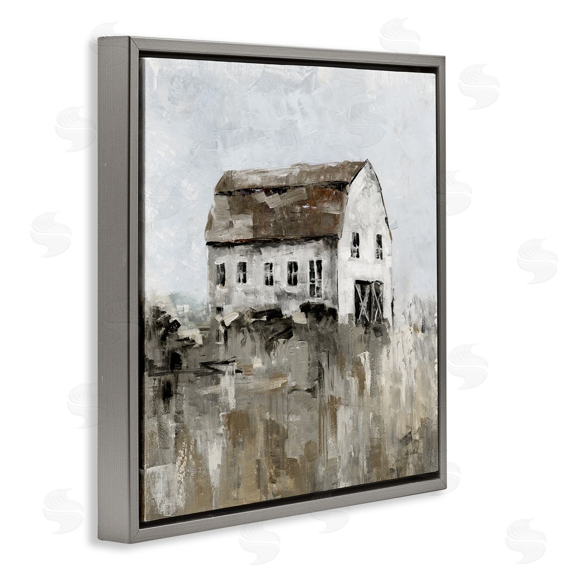 Sally Swatland Rustic Muted Farmhouse Gray Floating Frame Canvas Wall Art Print