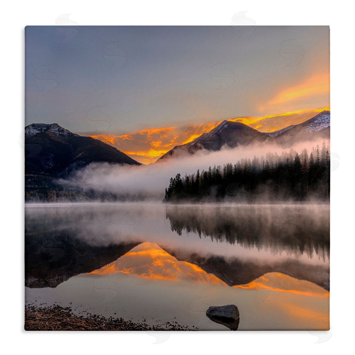 Danita Delimont Orange Sunset Lake Reflection Canvas Wall Art Print