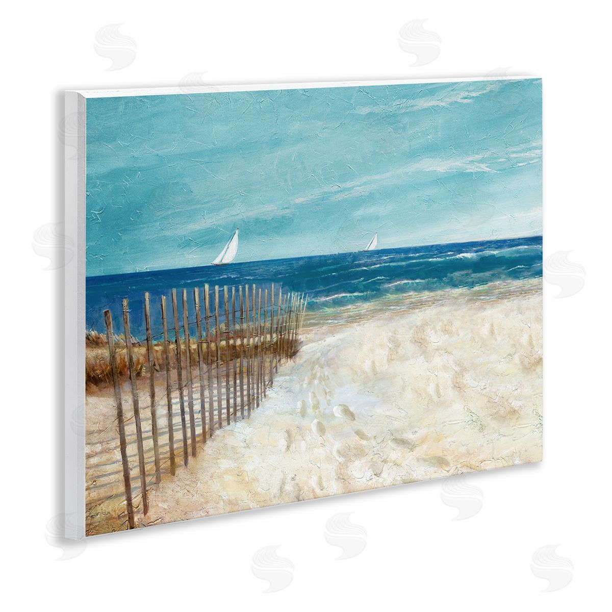 Ruane Manning Footprints by Sandy Fence Wooden Wall Plaque Art Print
