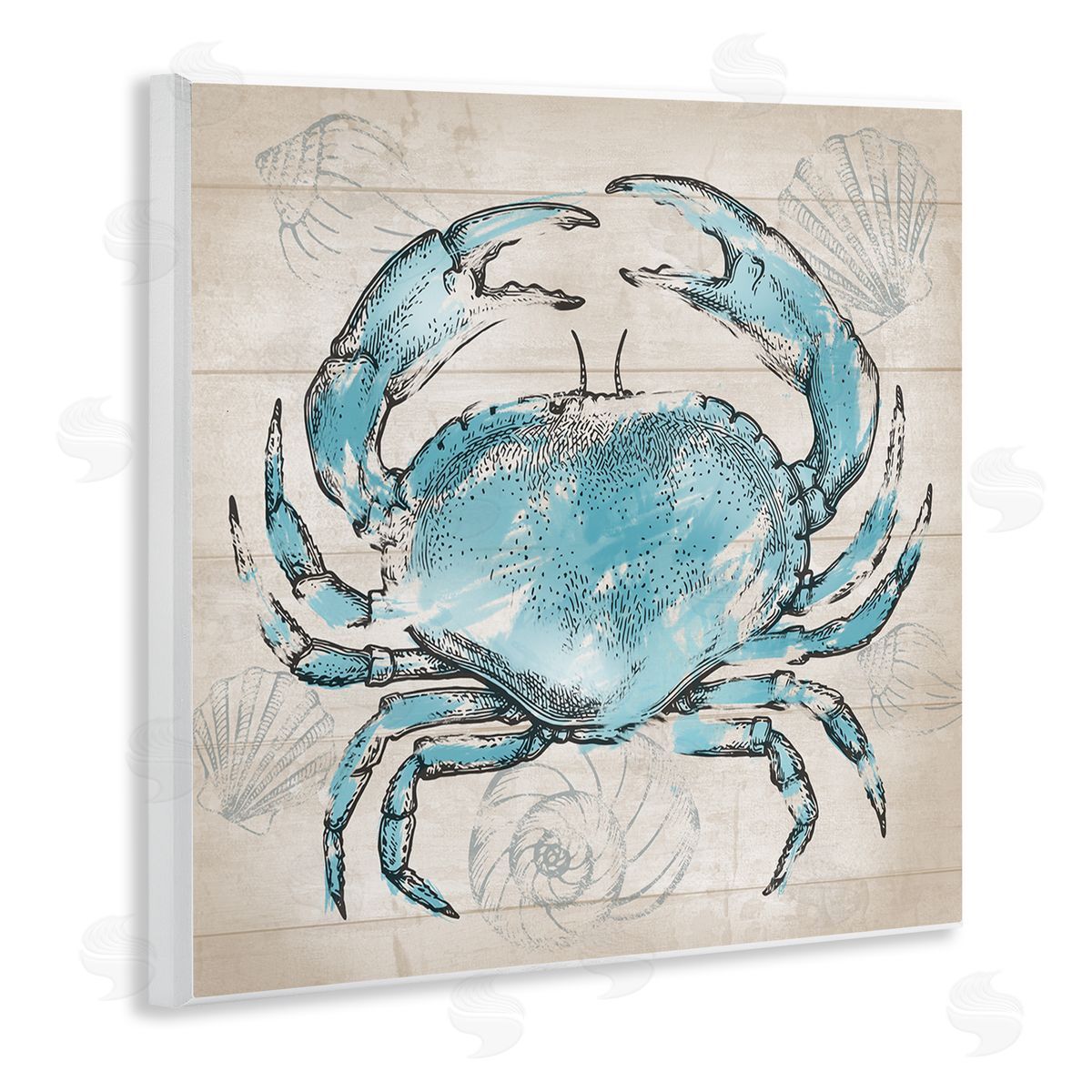 Conrad Knutsen Vintage Drawn Crab Wooden Wall Plaque Art Print