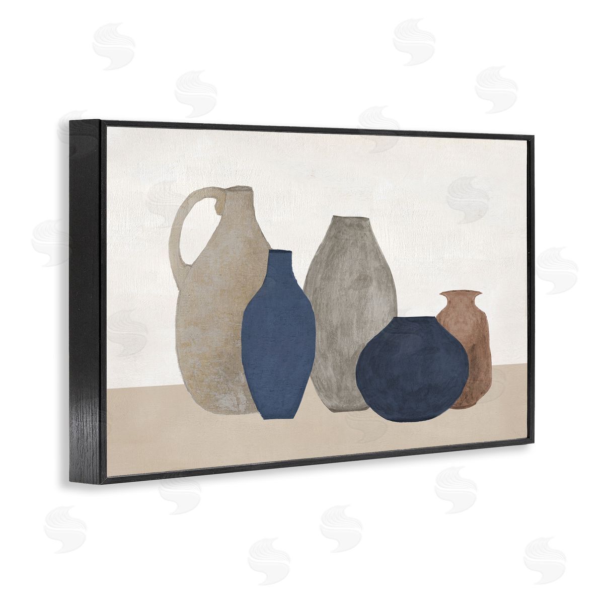 Natural Hued Vases Black Frame Print Wall Art, Home Decor by Janet Tava