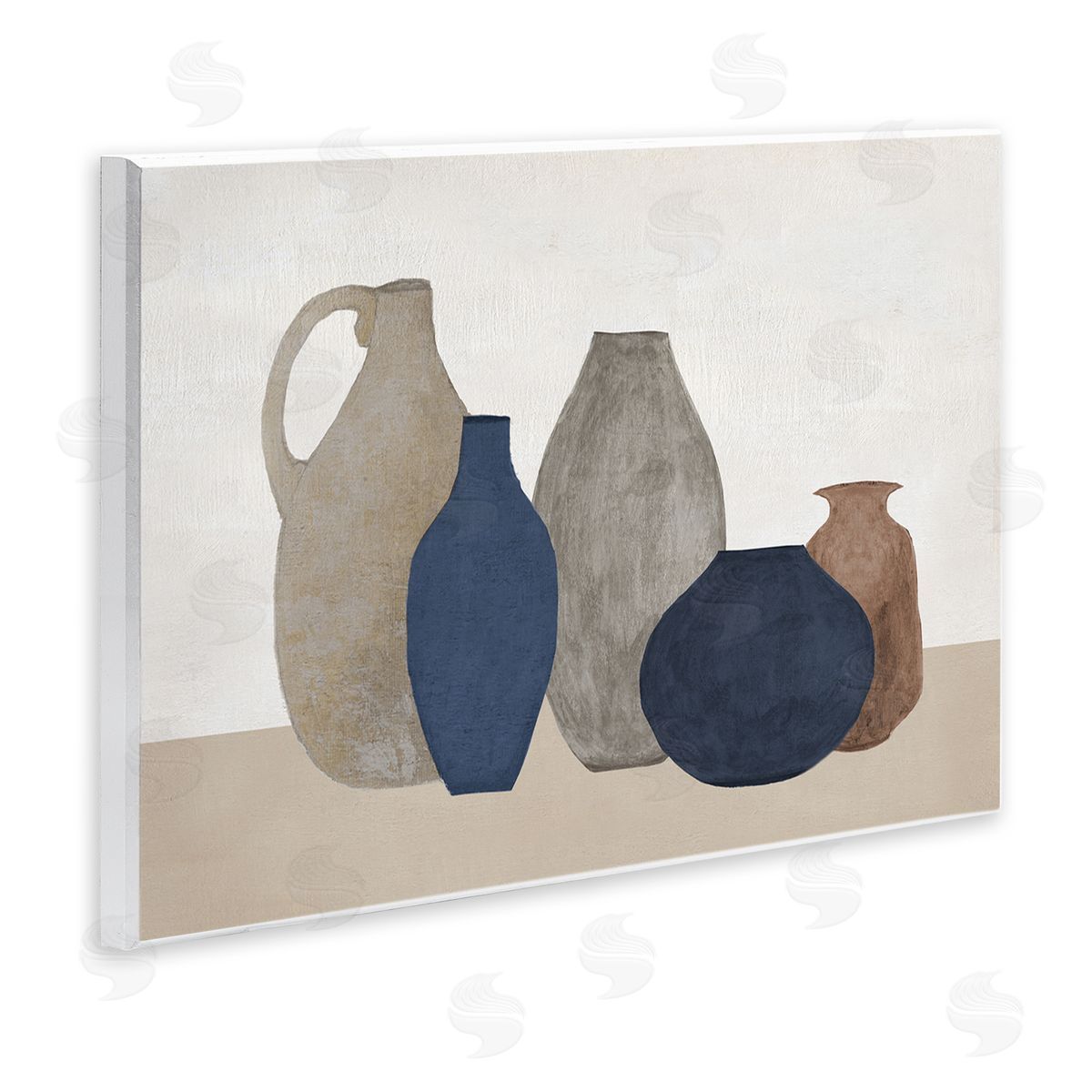 Natural Hued Vases Wood Plaque Wall Art, Home Decor by Janet Tava