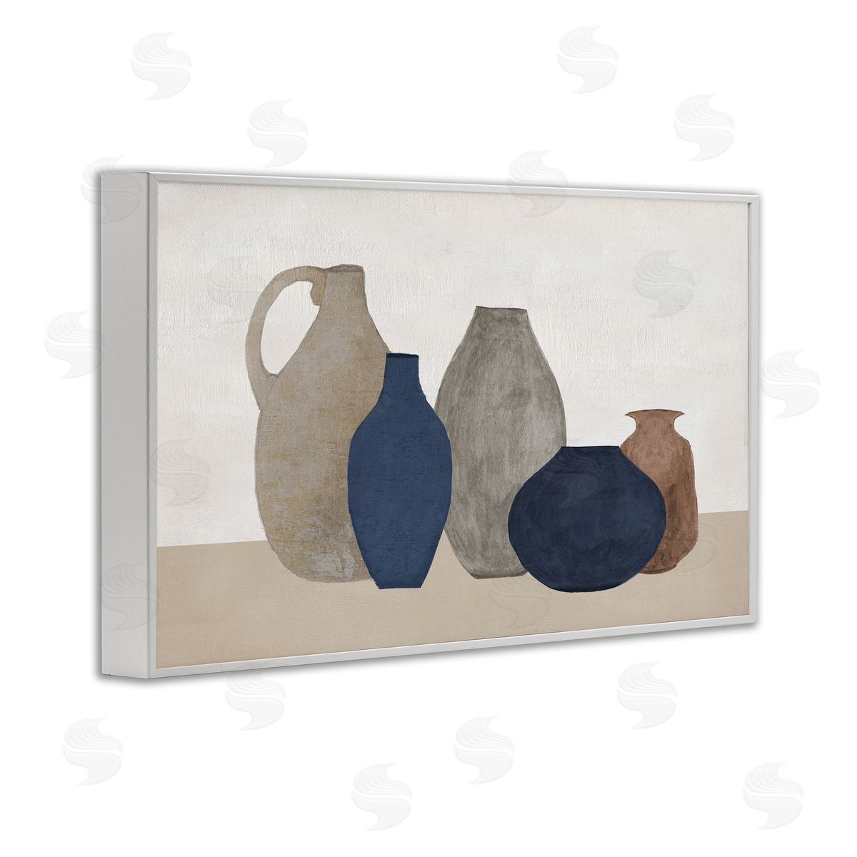 Natural Hued Vases White Frame Print Wall Art, Home Decor by Janet Tava