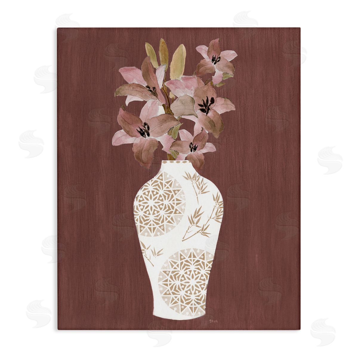 Boho Geometric Vase Canvas Wall Art, Home Decor by Janet Tava