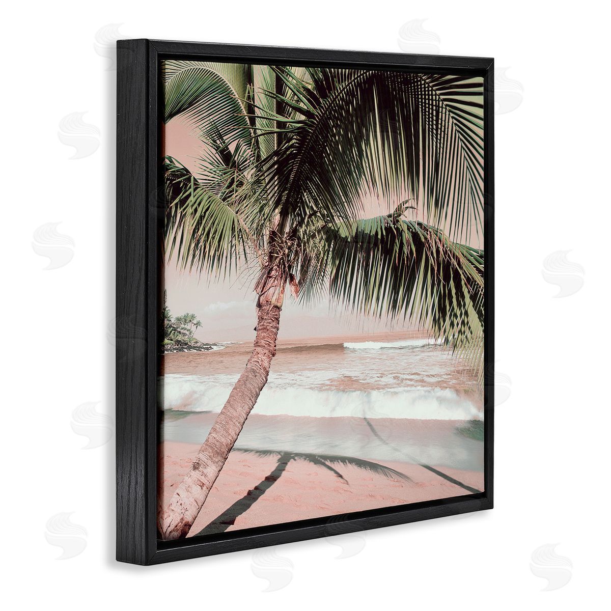 Danita Delimont Palm Tree Shadow on Sand Black Floating Frame Canvas Wall Art Print