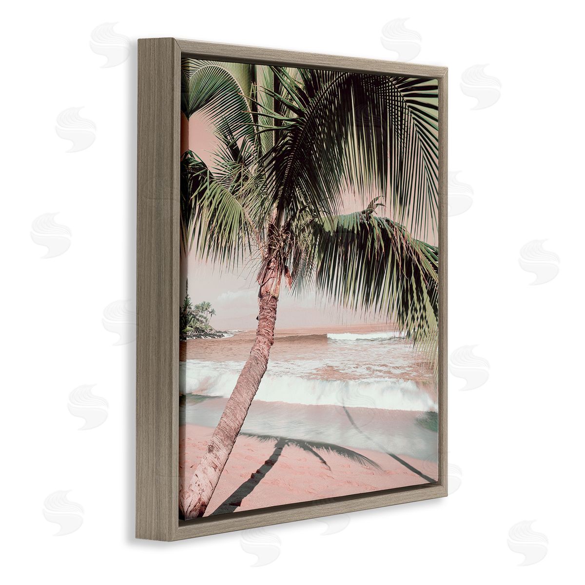 Danita Delimont Palm Tree Shadow on Sand Brown Floating Frame Canvas Wall Art Print