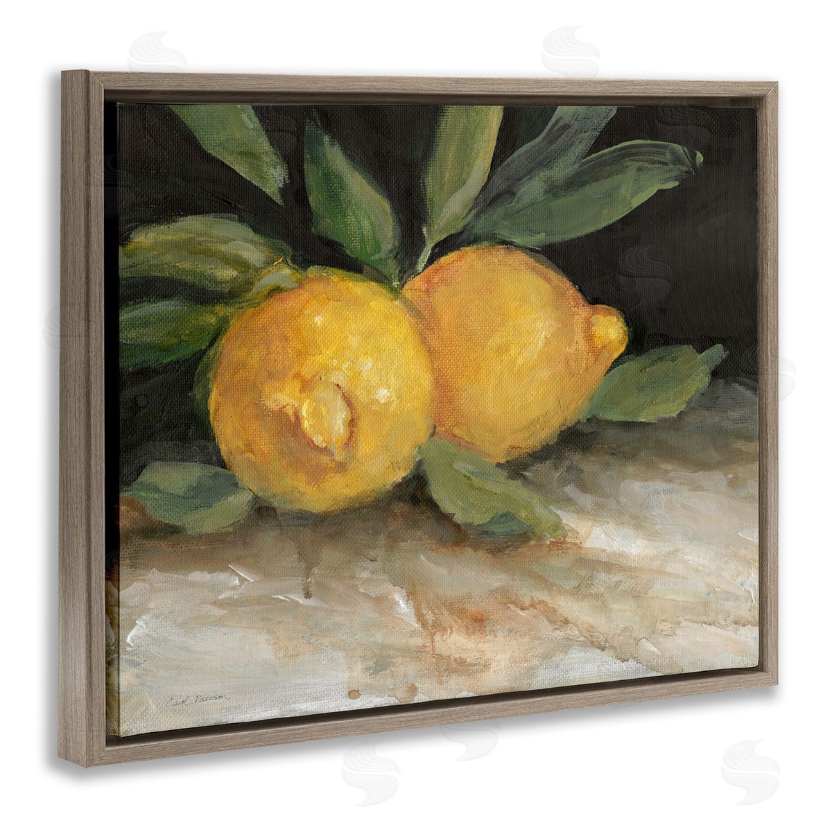 Carol Robinson Traditional Lemons Duo Brown Floating Frame Canvas Wall Art Print