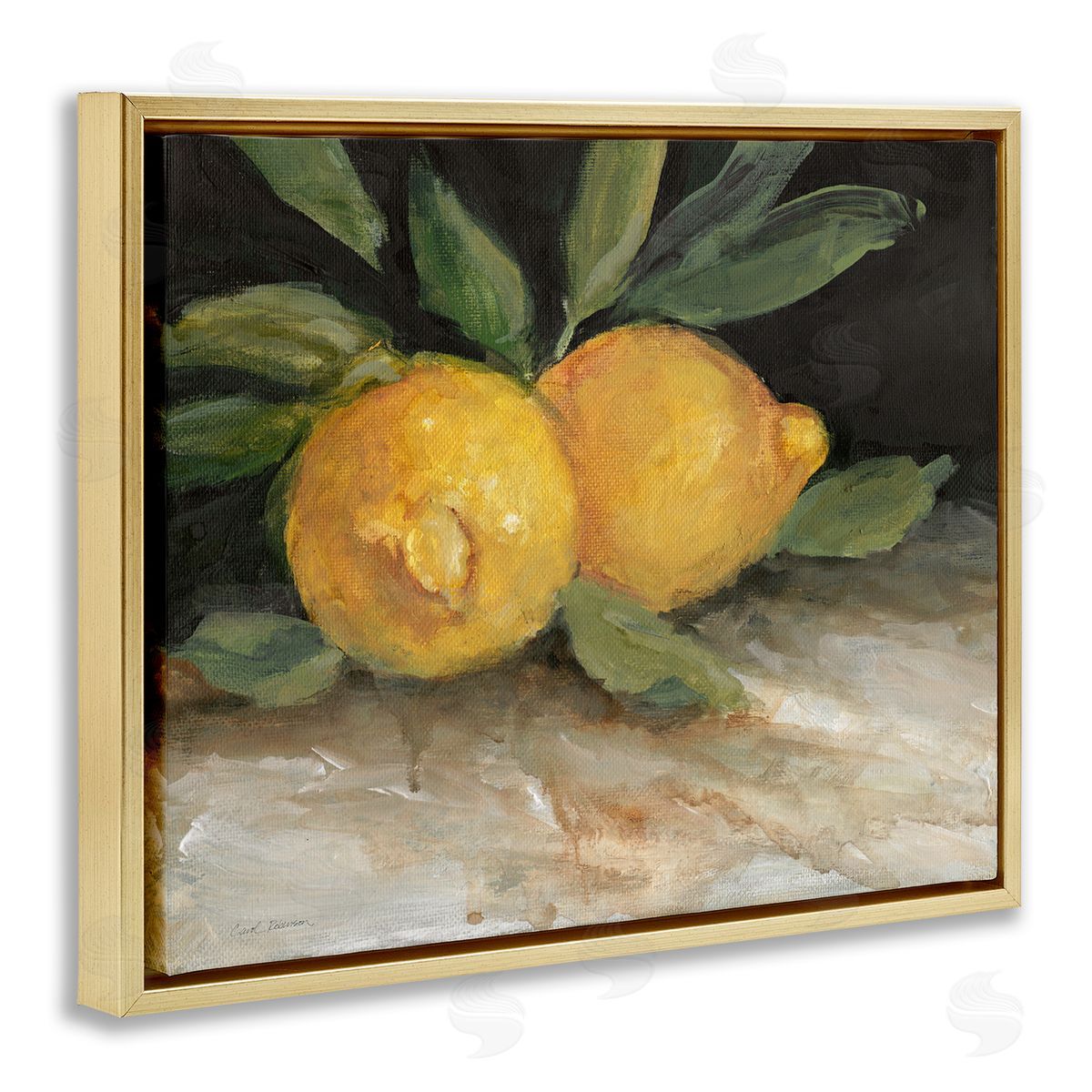Carol Robinson Traditional Lemons Duo Gold Floating Frame Canvas Wall Art Print
