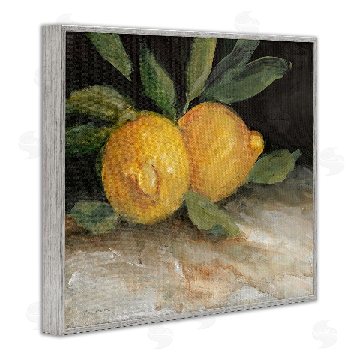 Carol Robinson Traditional Lemons Duo Gray Framed Giclee Wall Art Print