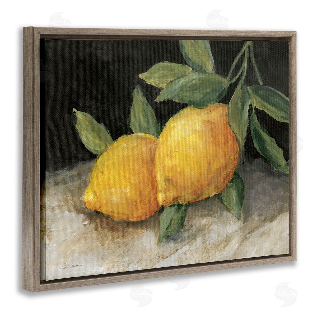 Carol Robinson Pair of Lemons Still Life Brown Floating Frame Canvas Wall Art Print