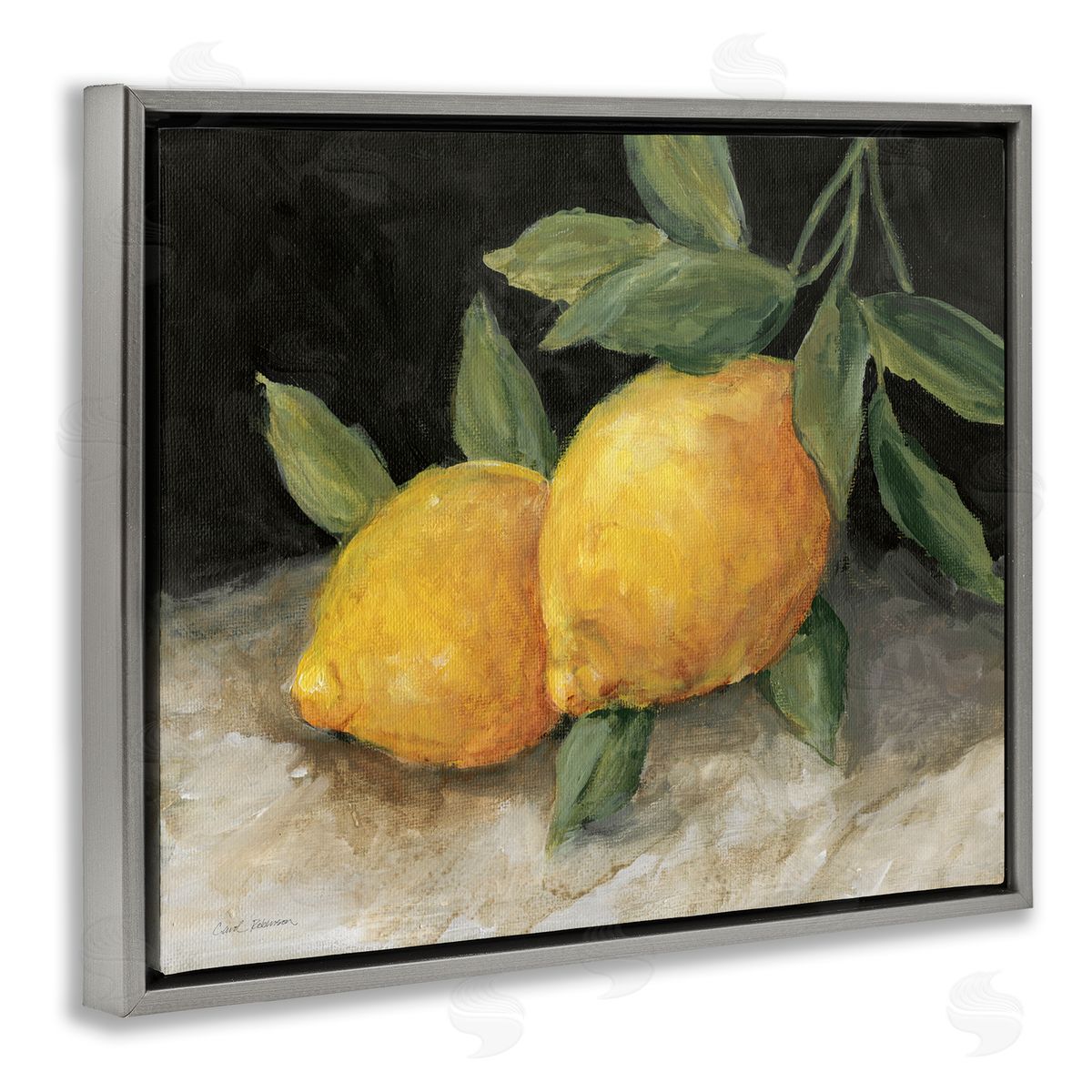 Carol Robinson Pair of Lemons Still Life Gray Floating Frame Canvas Wall Art Print