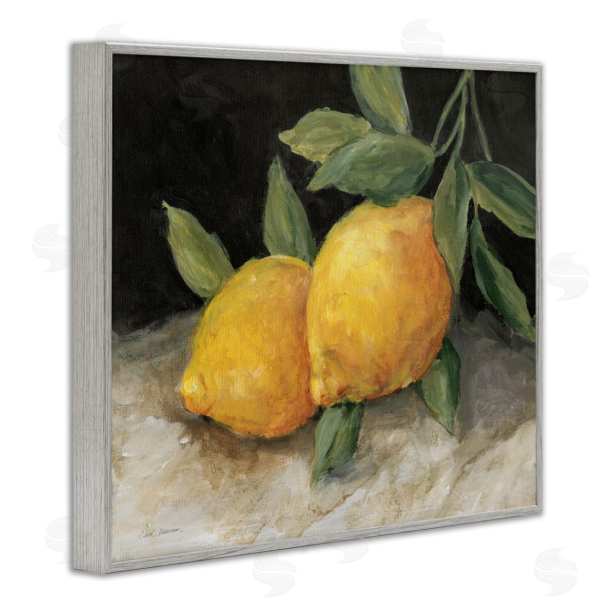 Carol Robinson Pair of Lemons Still Life Gray Framed Giclee Wall Art Print