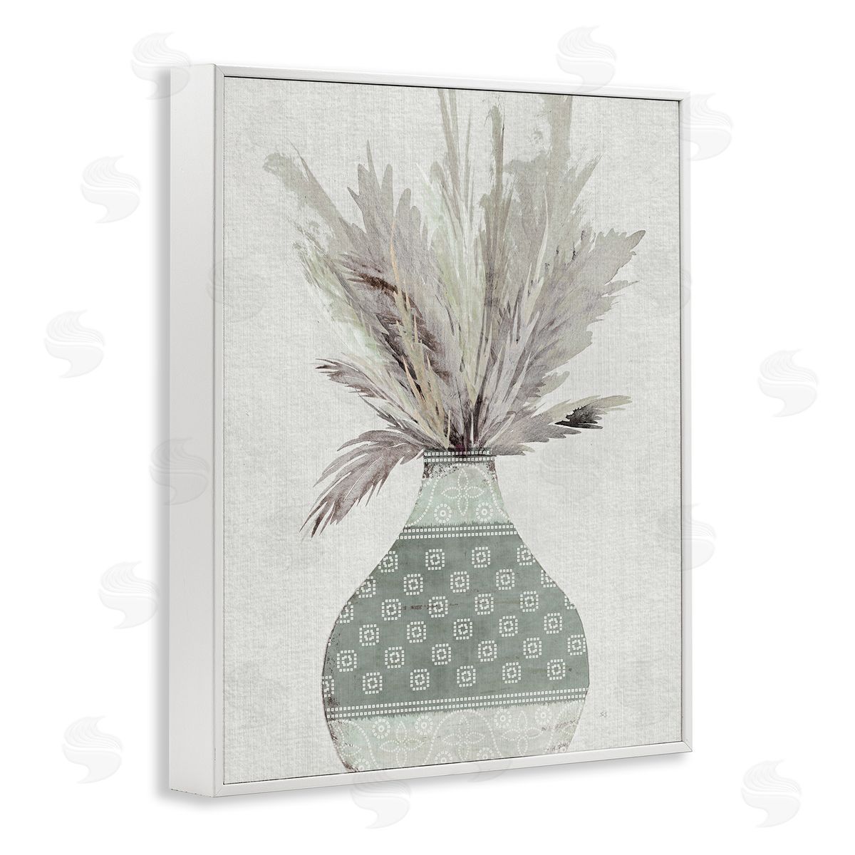 Boho Wheat in Vase White Frame Print Wall Art, Home Decor by Susan Jill