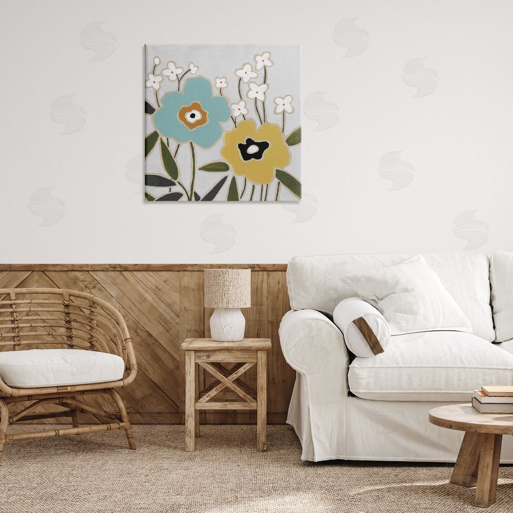 Carol Robinson Modern Hued Blooms Canvas Wall Art Print in Room