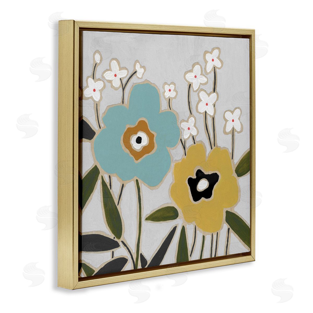 Carol Robinson Modern Hued Blooms Gold Floating Frame Canvas Wall Art Print