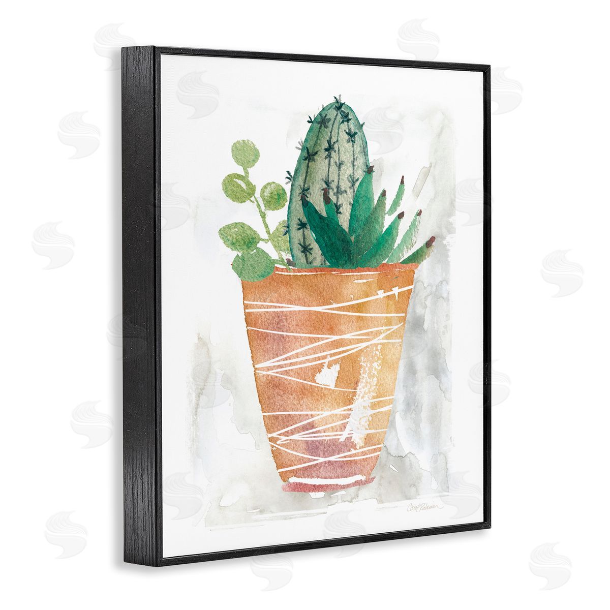 Cactus & Succulent Vase Black Frame Print Wall Art, Home Decor by Carol Robinson