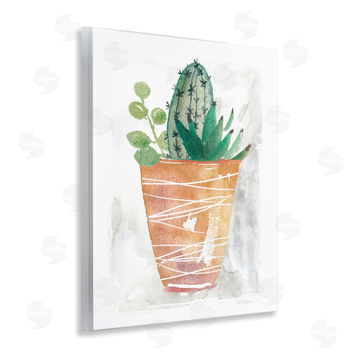 Cactus & Succulent Vase Wood Plaque Wall Art, Home Decor by Carol Robinson