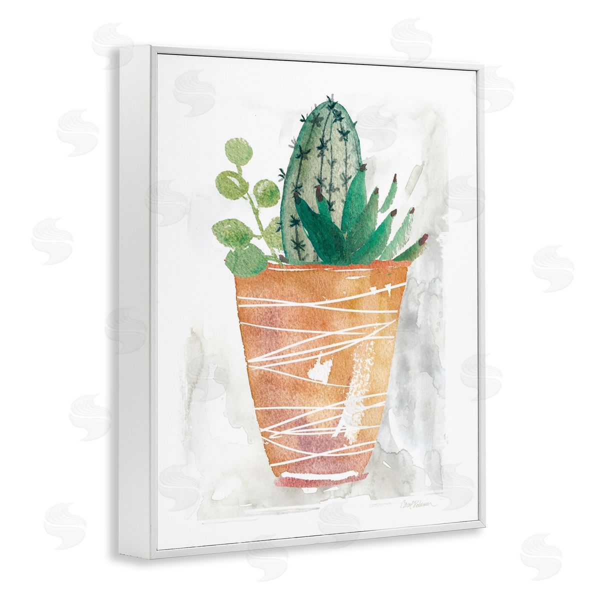 Cactus & Succulent Vase White Frame Print Wall Art, Home Decor by Carol Robinson