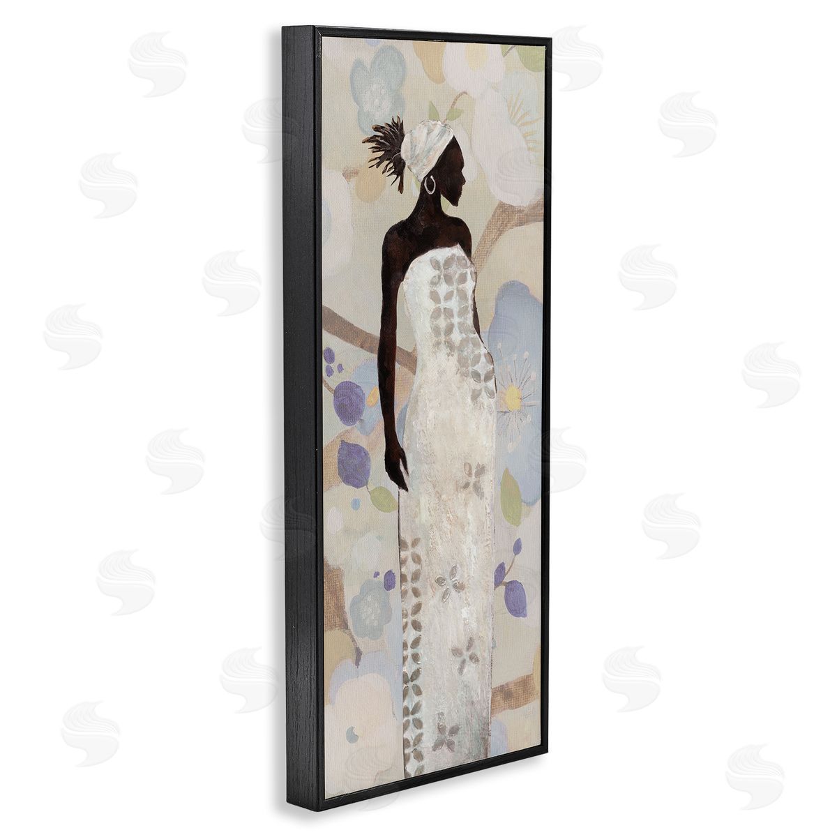 Stylish Woman Neutral Tones Black Frame Print Wall Art, Home Decor by Janet Tava