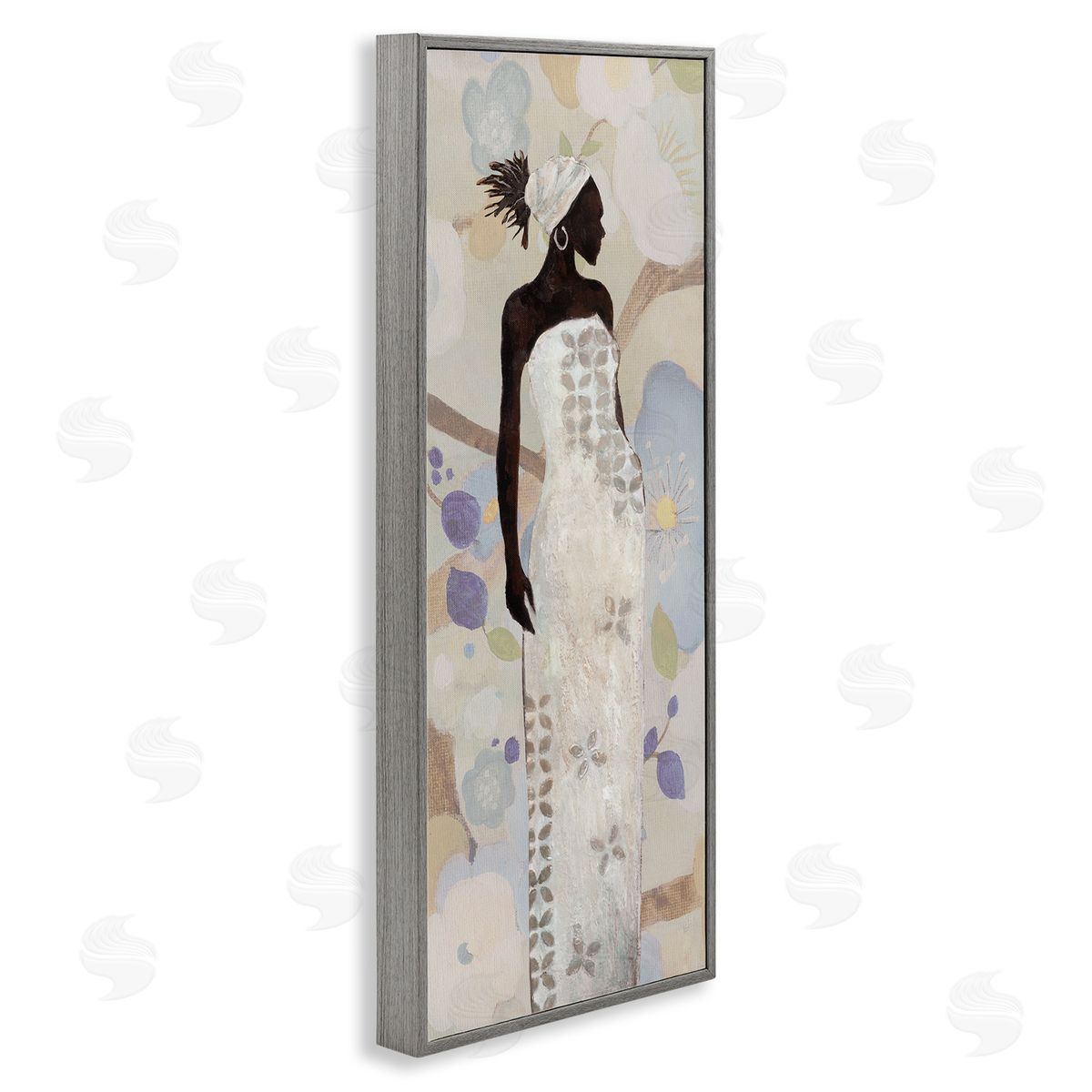 Stylish Woman Neutral Tones Grey Frame Print Wall Art, Home Decor by Janet Tava