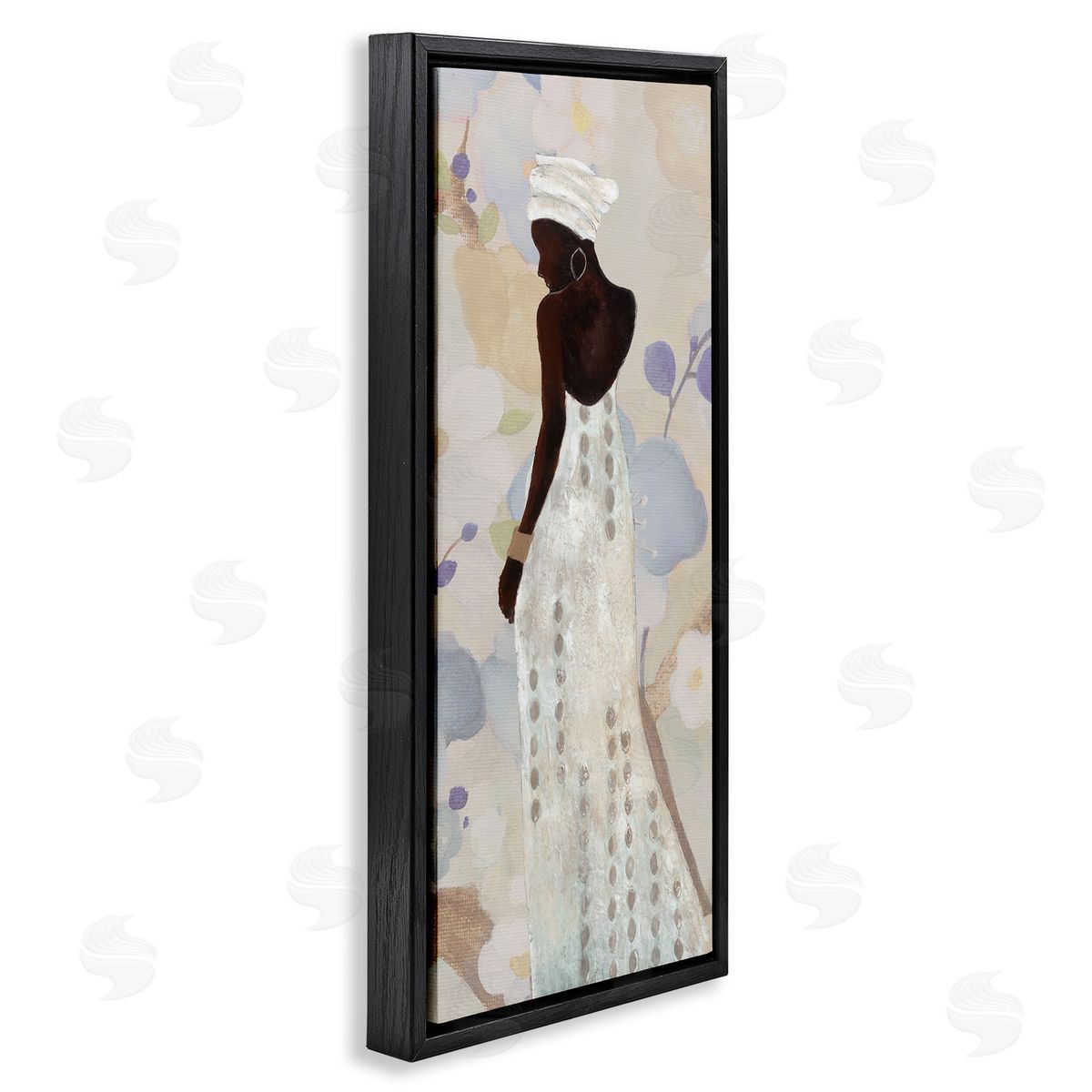 Chic Natural Hues Woman Black Floating Frame Canvas Wall Art, Home Decor by Janet Tava